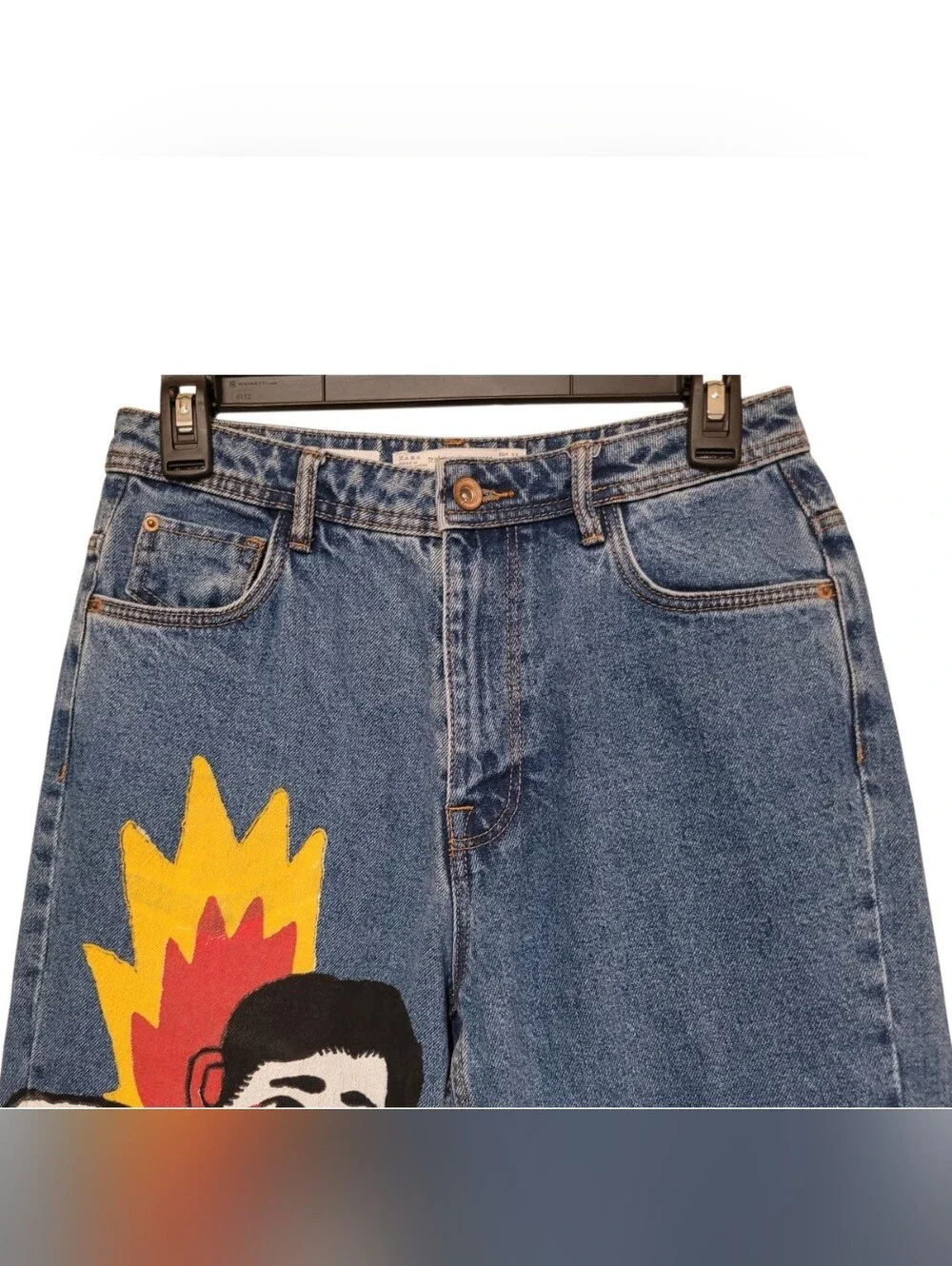 Zara x Ricardo Cavolo Handpainted Artistic Mom Jeans Size US 4 Measures 28x27